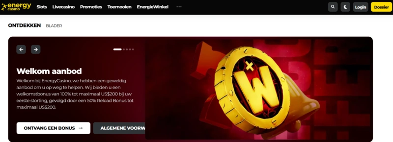 Energy Casino Hoofdpagina